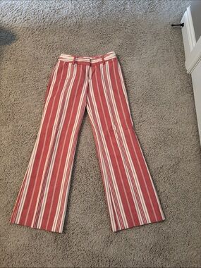 Mango Red and White Striped Trousers